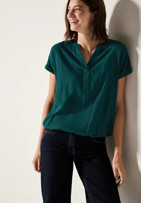 Blouse in effen kleur green lagoon Blouse in effen kleur green lagoon