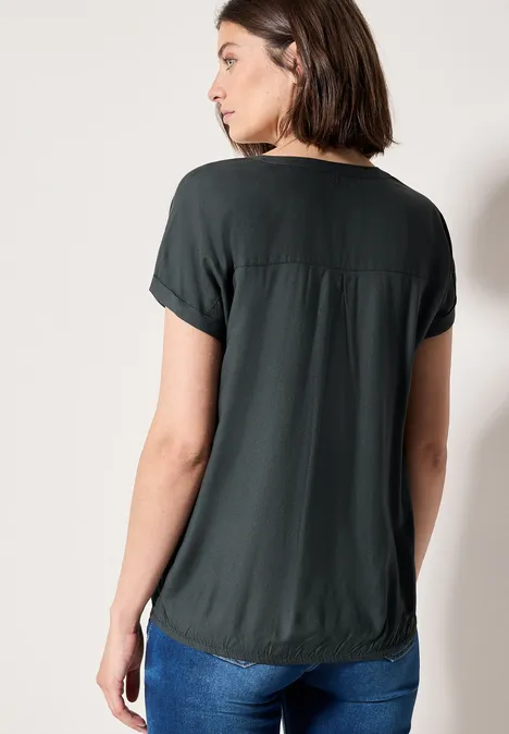 Bluse in Unifarbe slate khaki