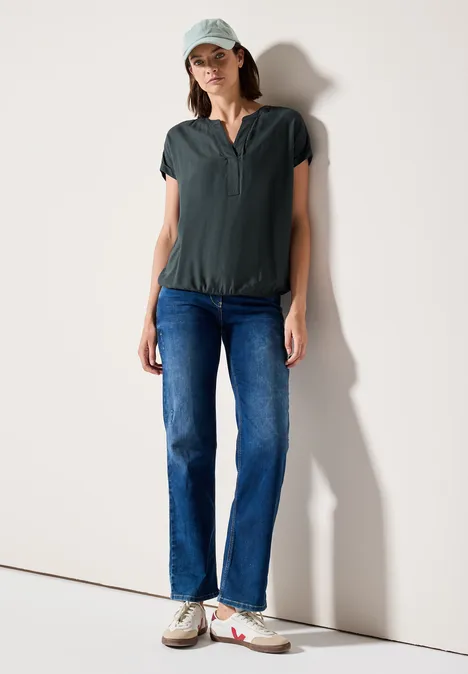 Bluse in Unifarbe slate khaki