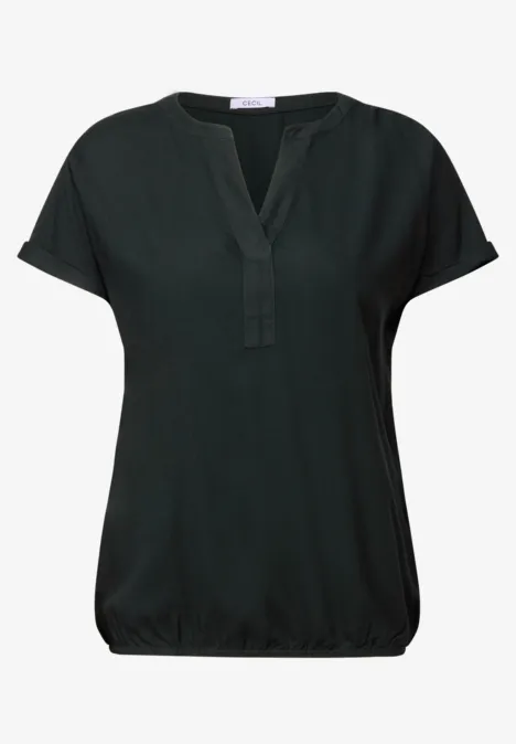 Bluse in Unifarbe ink green