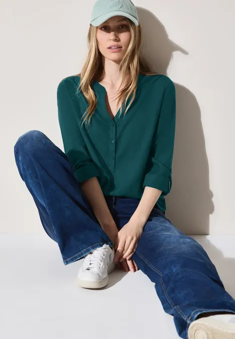 Bluse in Unifarbe green lagoon