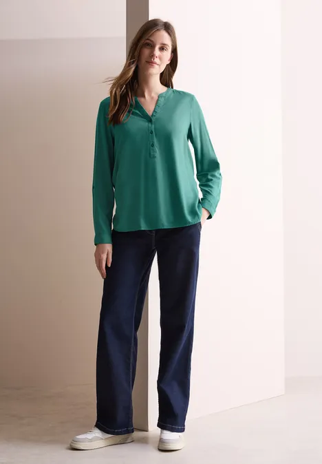 Bluse in Unifarbe sea green
