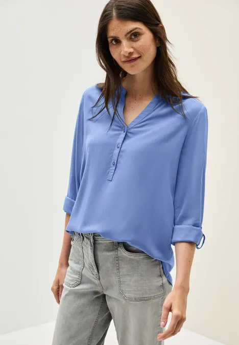 Bluse in Unifarbe aster blue