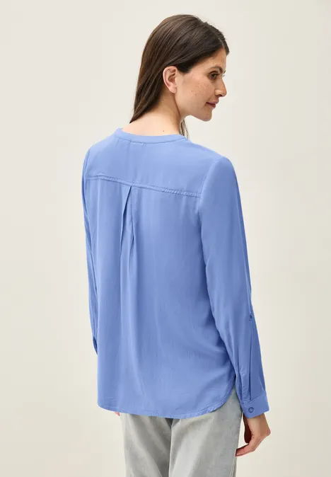 Bluse in Unifarbe aster blue
