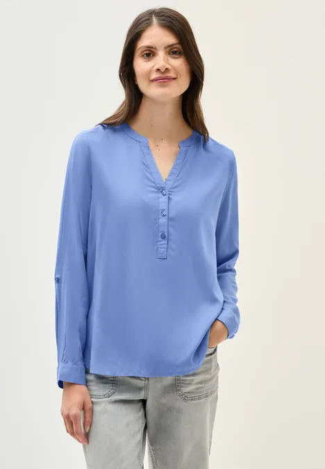 Bluse in Unifarbe aster blue