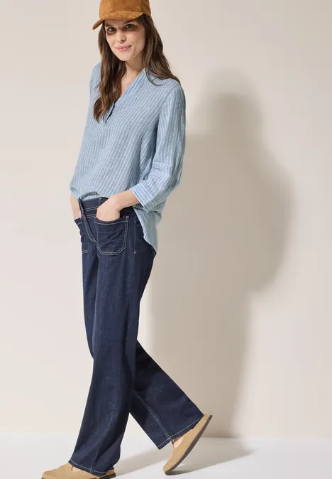 Gestreifte Leinenbluse chambray forever blue