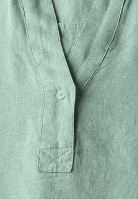 Leinen-Longbluse ice sage green