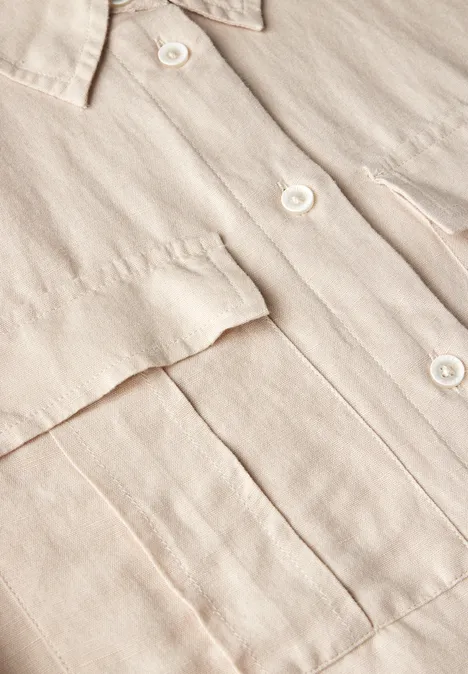 Bluse mit Knoten am Saum pumice beige