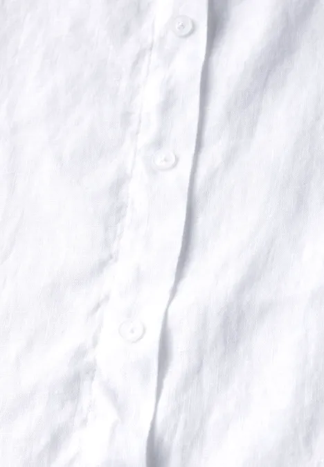 Leinen-Top mit Knopfleiste White