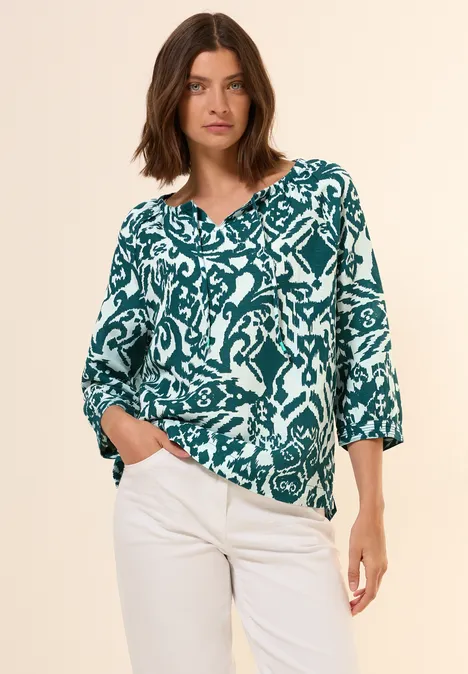 Bluse mit Leinenanteil green lagoon