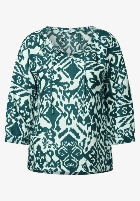 Bluse mit Leinenanteil green lagoon