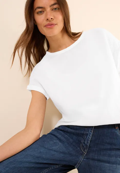 Leinenmix Bluse mit Knoten White