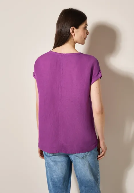 Leinenmix Bluse mit Knoten magenta lacquer