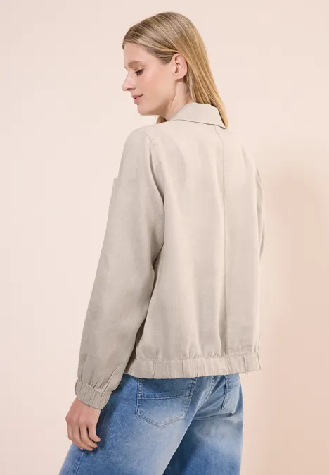 Leinenblouson mit Hemdkragen pumice beige