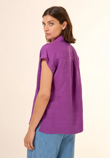 Leinen-Hemdbluse magenta lacquer