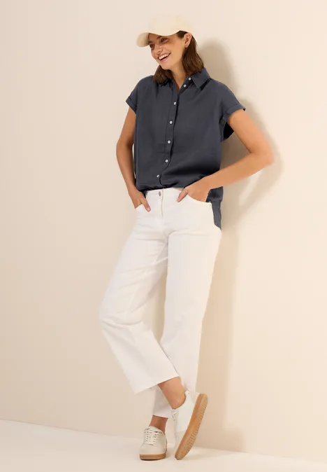 Leinen-Hemdbluse volcanic grey