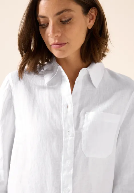 Leinen-Hemdbluse White