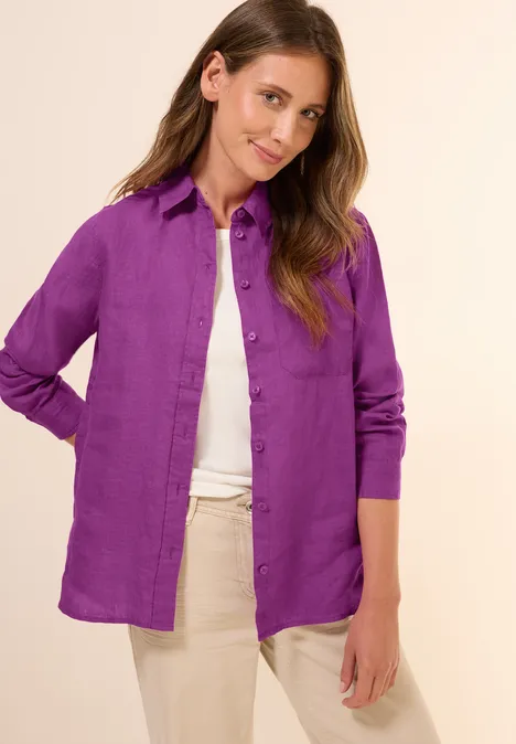 Leinen-Hemdbluse magenta lacquer