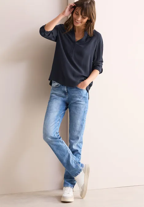 Bluse in Unifarbe universal blue
