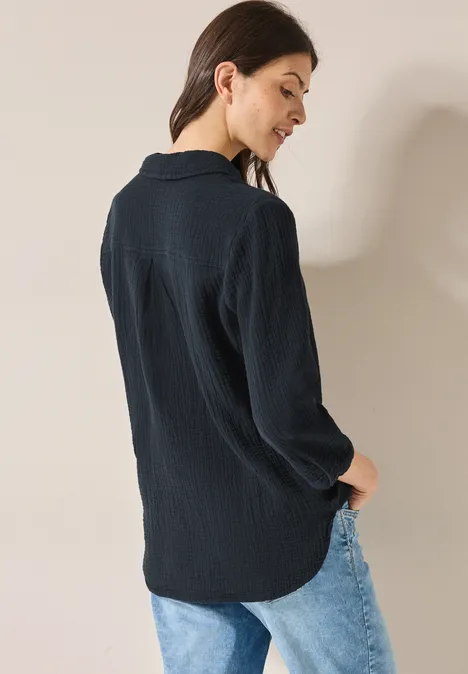 Musselin Bluse universal blue