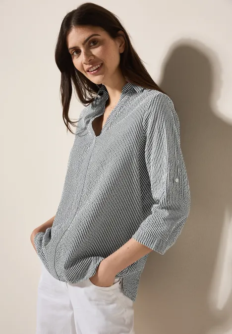 Gestreifte Seersucker Bluse universal blue