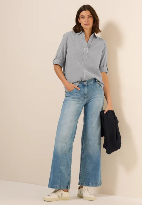 Gestreifte Seersucker Bluse balmy khaki