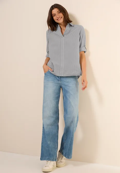 Gestreifte Seersucker Bluse balmy khaki