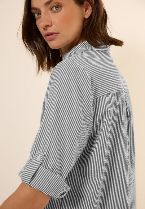 Gestreifte Seersucker Bluse balmy khaki