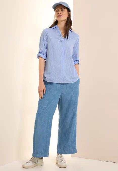 Gestreifte Seersucker Bluse aster blue