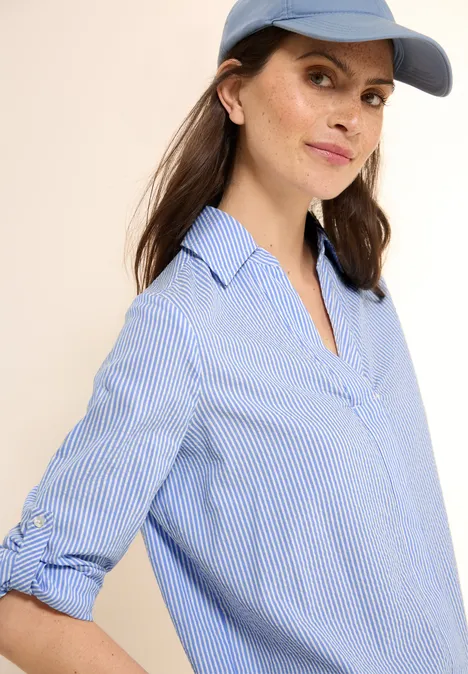 Gestreifte Seersucker Bluse aster blue