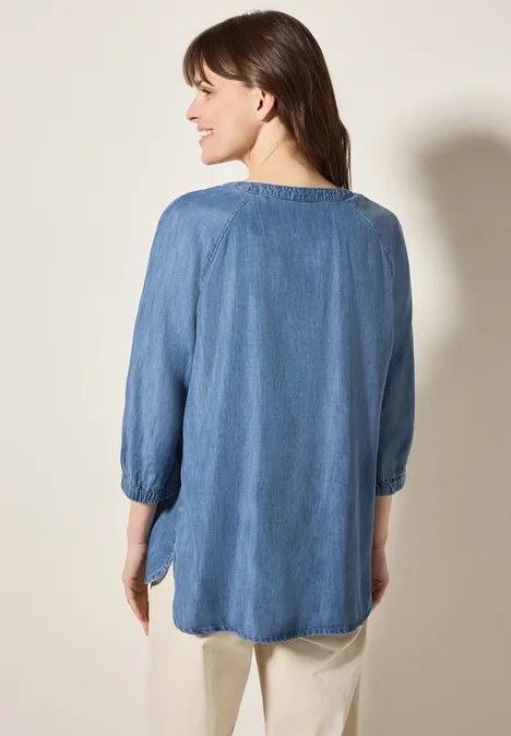 Raglan Lyocell Bluse mid blue wash