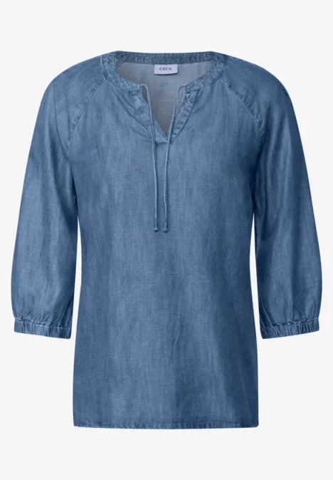 Blouse raglan en lyocell mid blue wash
