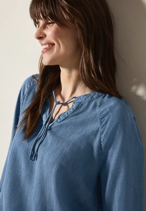 Raglan Lyocell Bluse mid blue wash