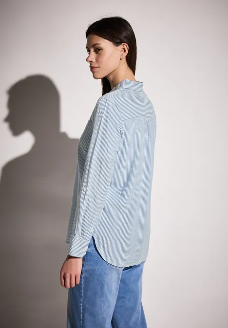 Gestreifte Seersucker Bluse mid blouse blue