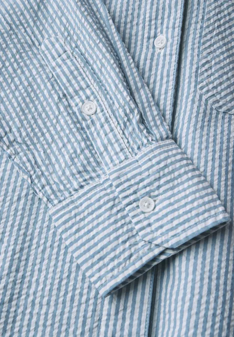 Gestreifte Seersucker Bluse mid blouse blue
