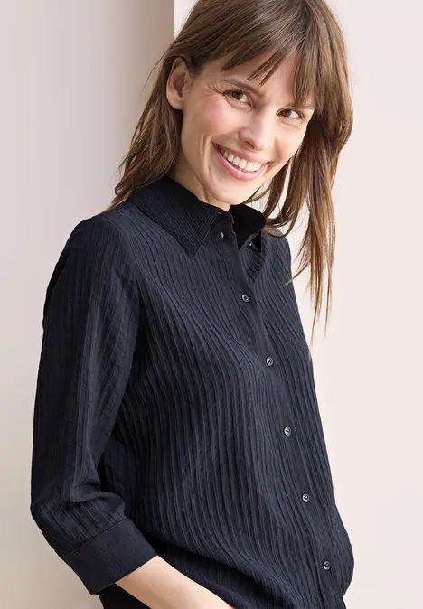 Kurze Strukturbluse universal blue