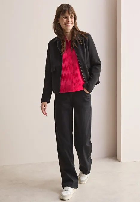 Kurze Strukturbluse granita red