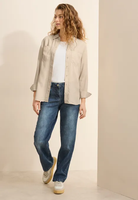 Bluse im Washed-Look pearl beige