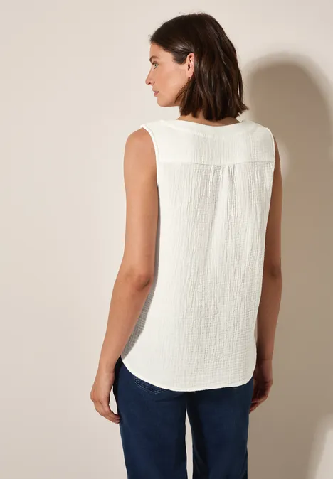 Musselin Blusentop vanilla white