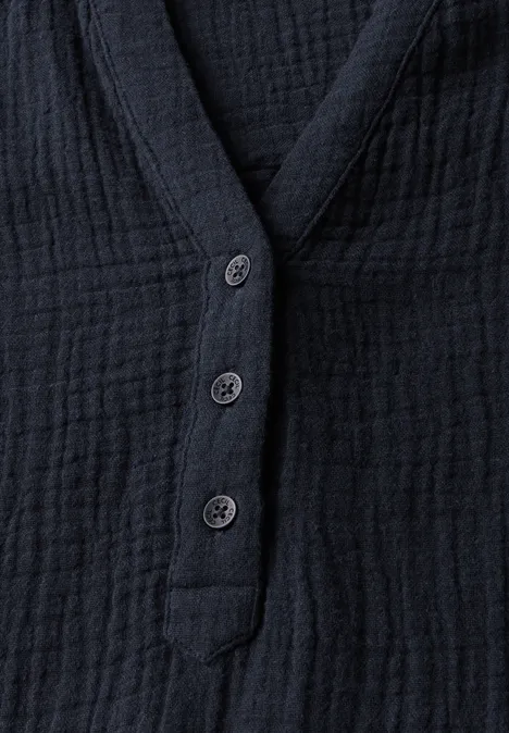 Musselin Kurzarmbluse universal blue