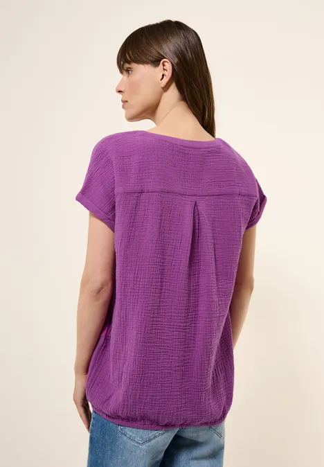 Musselin Kurzarmbluse magenta lacquer