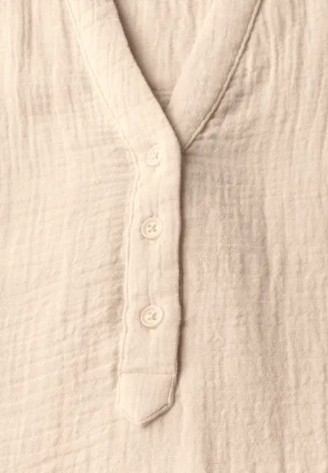 Musselin Kurzarmbluse pearl beige