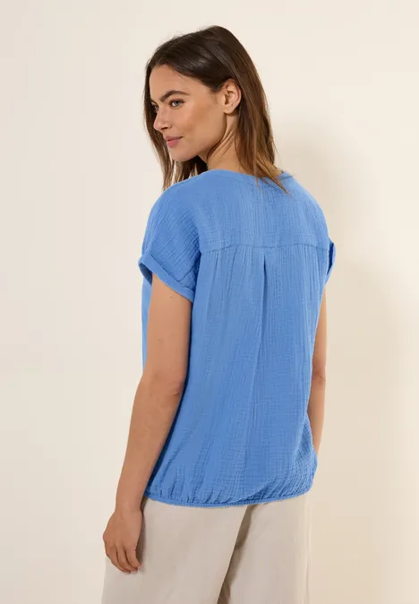 Musselin Kurzarmbluse aster blue