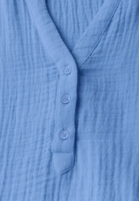 Musselin Kurzarmbluse aster blue