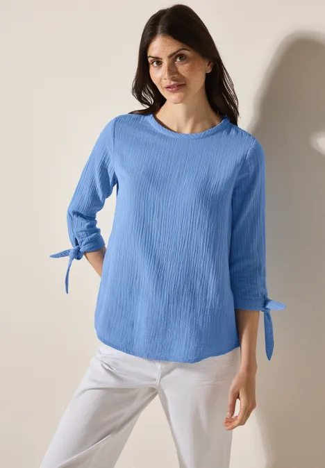 Musselin Bluse aster blue