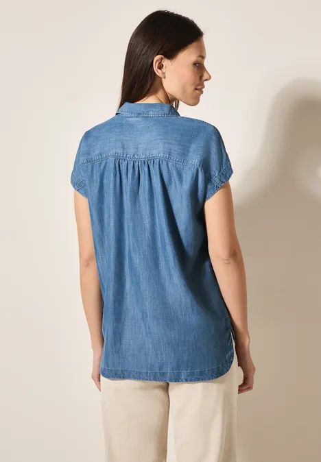 Denim Bluse aus Lyocell mid blue wash