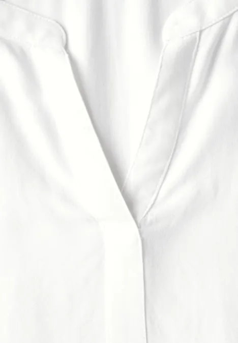 Split Neck Viskose-Bluse White