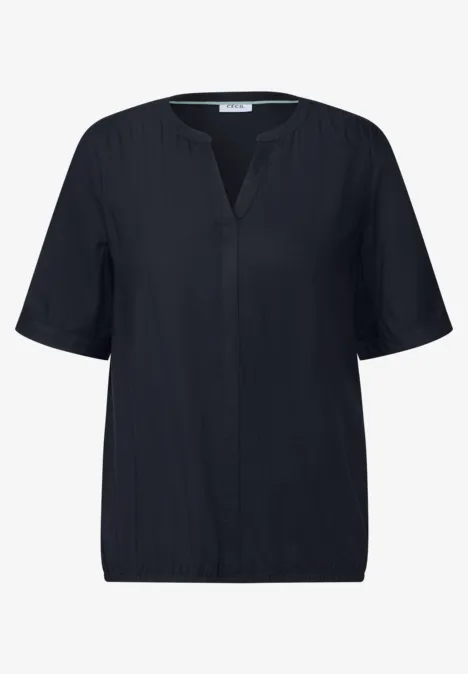 Split Neck Viskose-Bluse universal blue