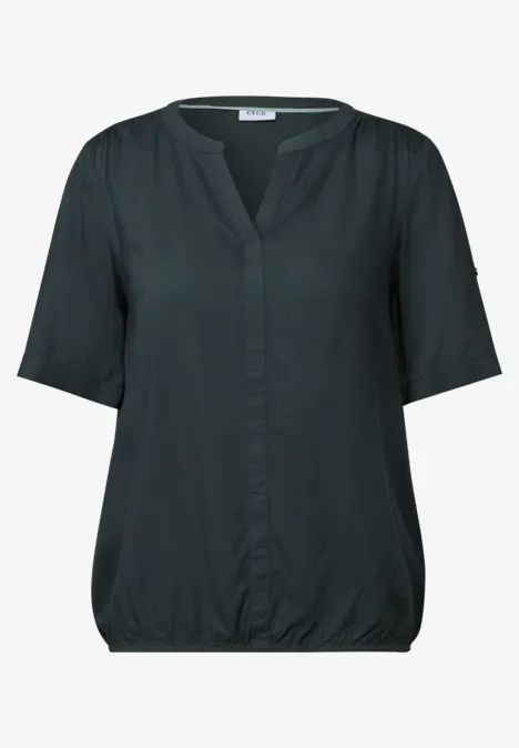 Split Neck Viskose-Bluse slate khaki
