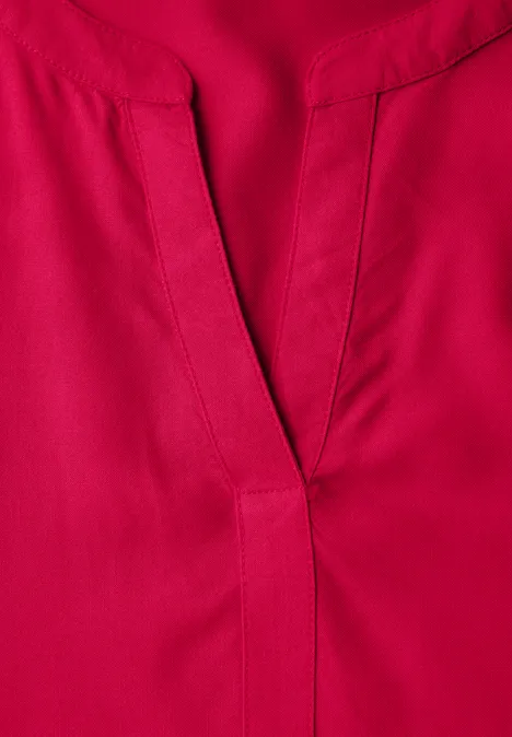 Split Neck Viskose-Bluse glazed apple red